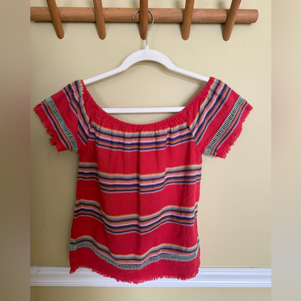Anthropologie DRA Striped Off-Shoulder Top - Red size small good used condition